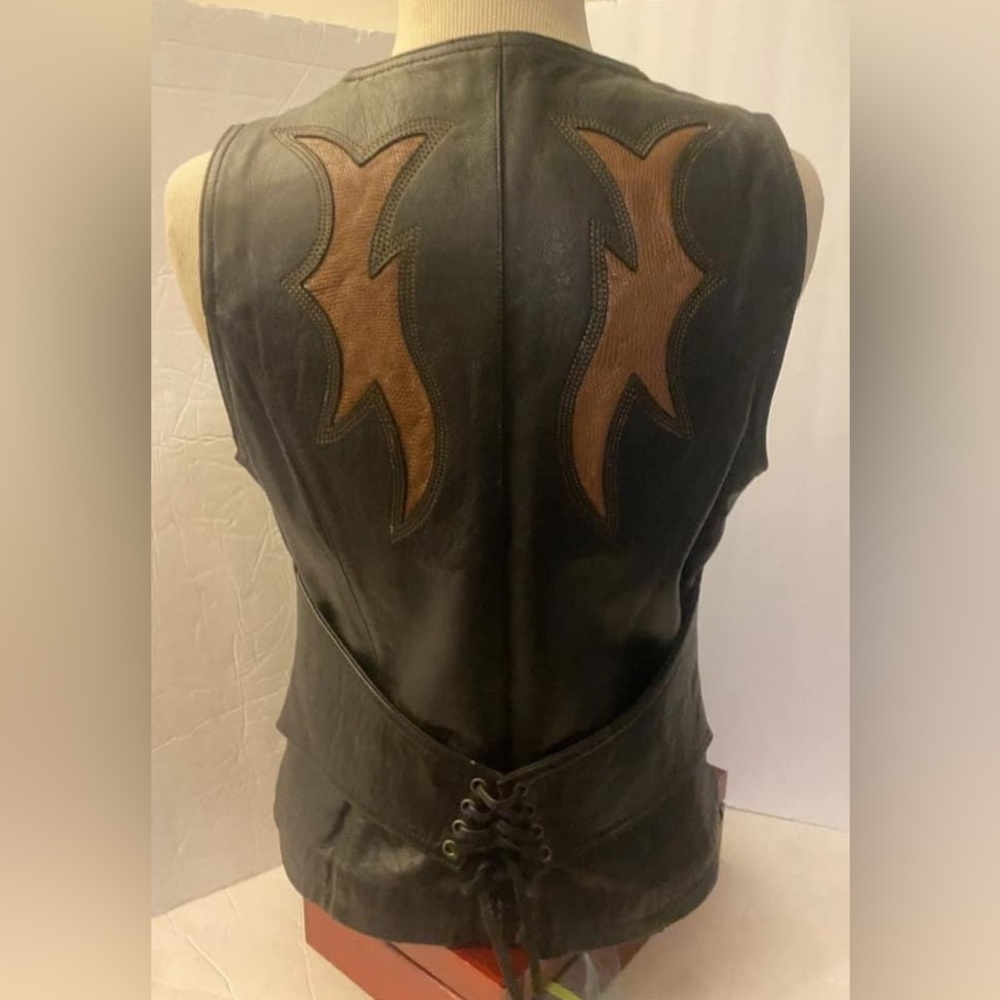 Harley Davidson TWO PIECE Matching Jacket And Vest Flame Embossed